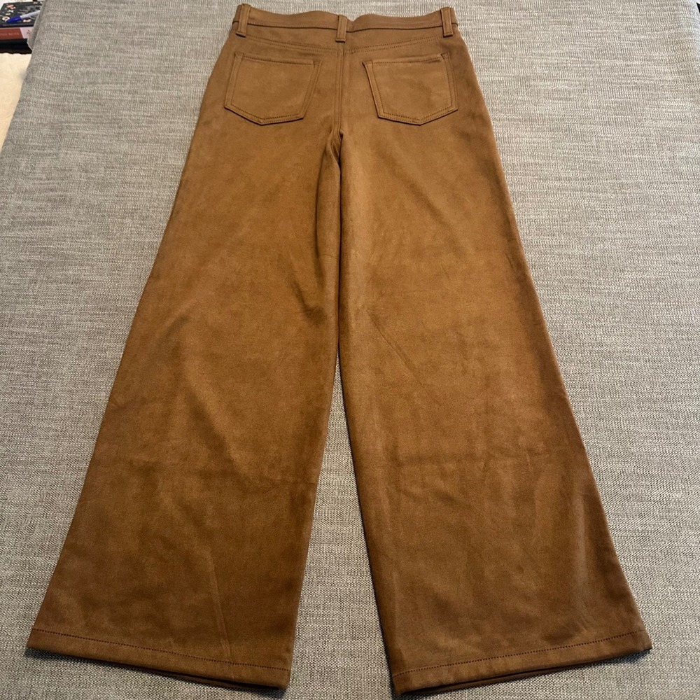 Banana Republic Wide Leg High Rise Pants Women 28/6 Brown Faux Suede - Picture 2 of 11